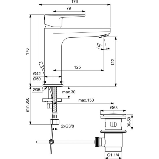 Комплект за вграждане 3 в 1- Cerafine O и Ceratherm T25, BC984AA