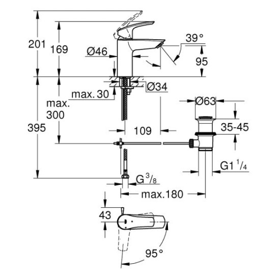 Смесител за мивка Grohe Eurosmart New S 32926003