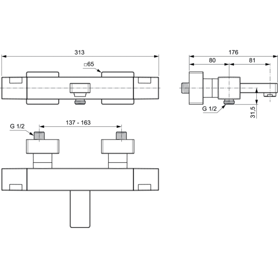 Термостатен смесител за вана/душ Ideal Standard Ceratherm C100 A7538AA
