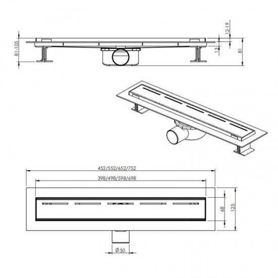 Подов линеен сифон ICD - 7см